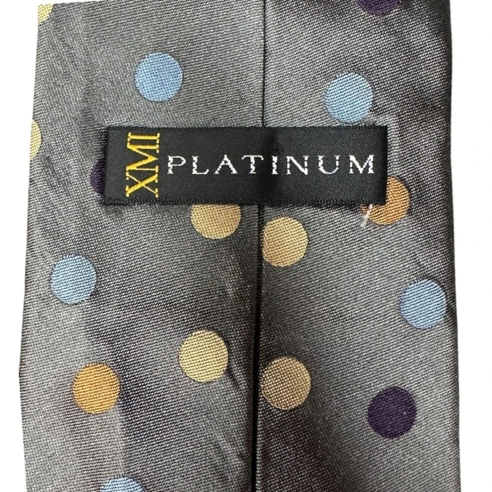 Xmi Platinum Men's Multicolored Polka Dot Jacquard Woven Classic All Silk Tie OS